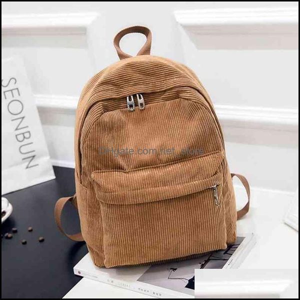 

corduroy backpack fashion women school pure color teenger girl bags female mochila bagpack drop delivery 2021 bag lage making materials ba