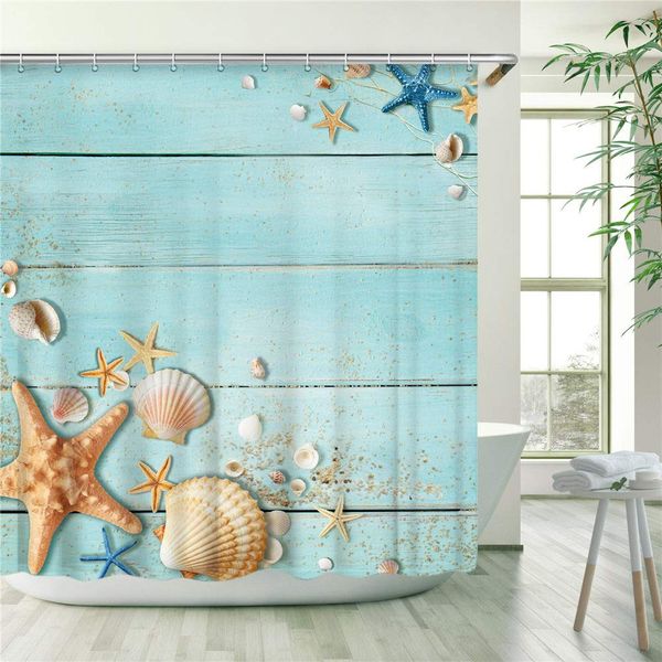 

shower curtain with 12 hooks, shower curtains set, waterproof polyester fabric home bath curtain, 72 x 72 inch, marine style