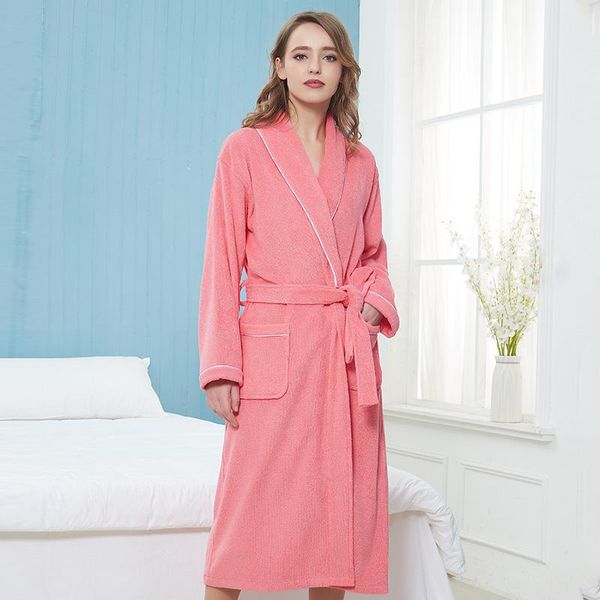 Mulheres Sleepwear Mulheres Casual Algodão Bathrobe Outono Inverno Plush Long Robe Espesso Quente Plus Size Camisola Feminino Loose Home Wear