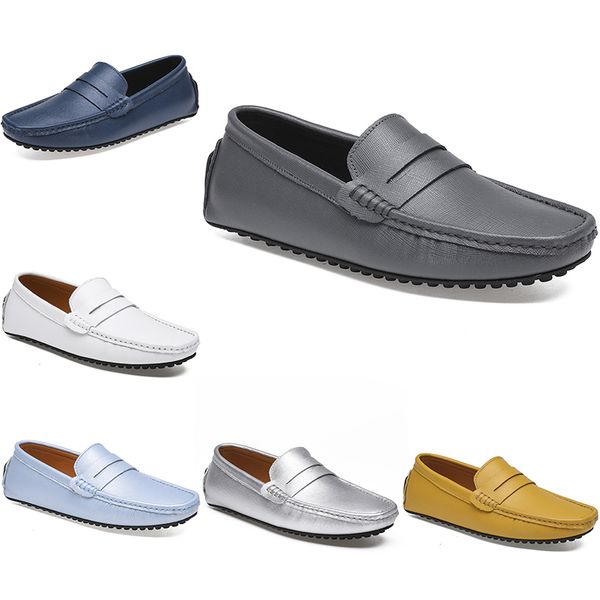 

2021 leather doudou men's casual driving shoes soft sole fashion black navy white blue silver yellow grey footwear all-match lazy cross