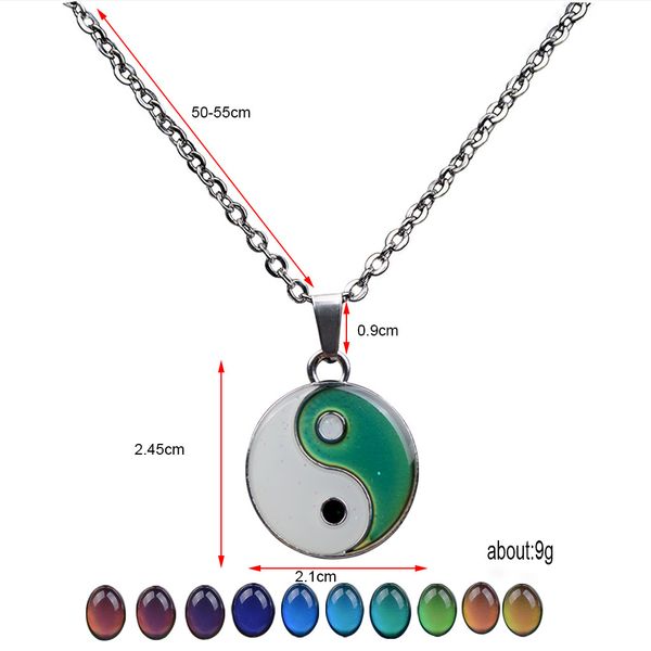 

chinese style tai chi mood necklace stainless steel necklaces for men, Silver