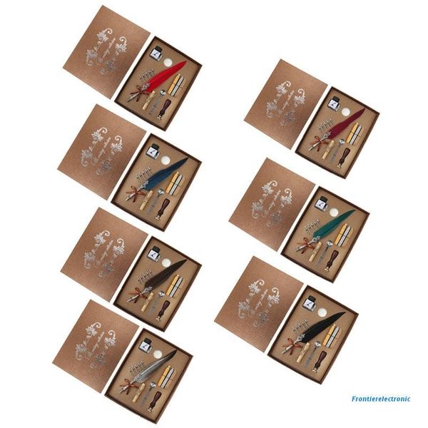 

fountain pens retro sprinkle gold feather pen quill set calligraphy kits