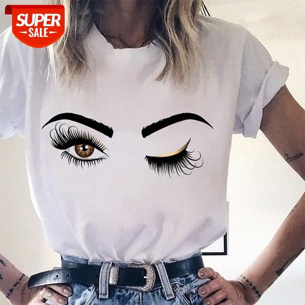 

women's short sleeve eye print casual loose t-shirt #vs38, White