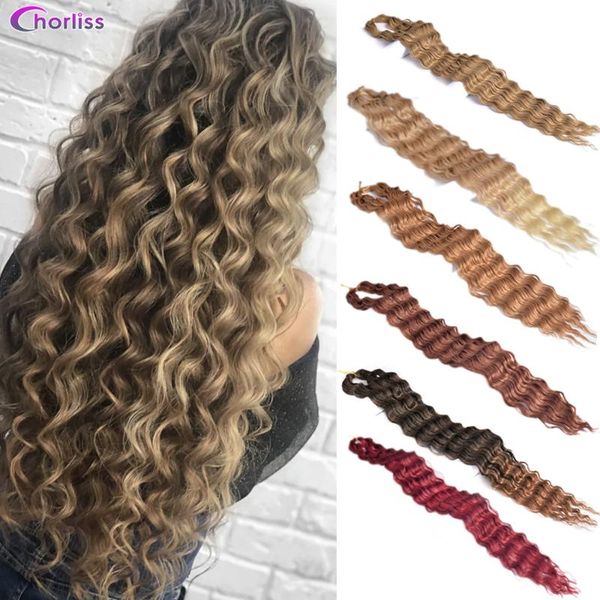 

human ponytails 30inch soft long water wave synthetic crochet hair extensions ombre braiding for women blonde high temperature fiber, Black