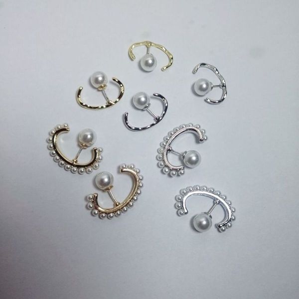 

korean simple and versatile pearl indifference ear stud earrings, Black