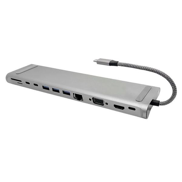 

docking station 12 in 1 usb c hub 4k vga 100w pd 2 usb3.0 sd/tf type-c with for other usbc lapstations