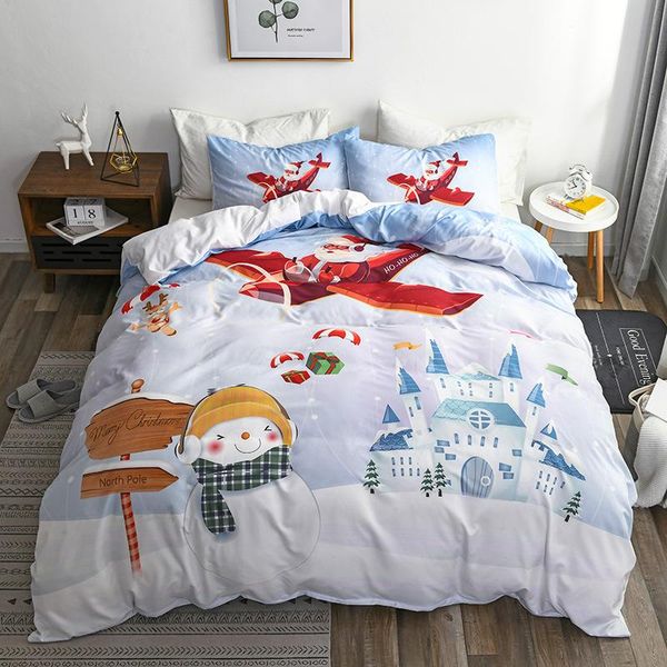 

bedding sets christmas jolly santa claus happy gift bed three-piece set blanket cover pillowcase duvet for home couple