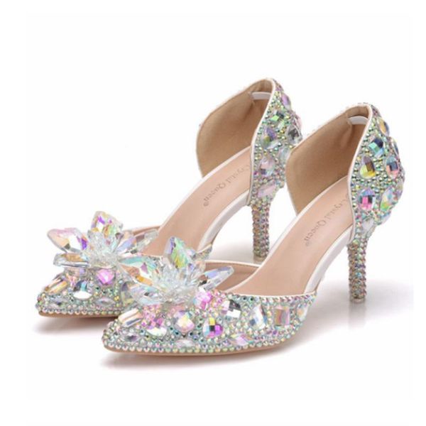 

dress shoes high heeled women sandals wedding banquet shiny diamond stilettos, Black