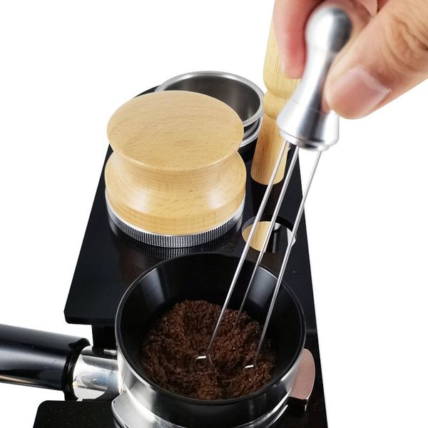 

coffee filters leveler tool 58mm 53mm 51mm tamper needle type powder distributor aluminum handle