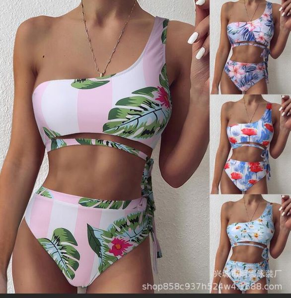 

printed digital 2021 split bikini swimsuit, Red;black