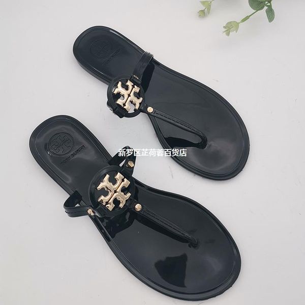

slippers sandals slippers new jelly wear flat bottomed beach jieyang buckle pvc cool metal herringbone slippers zly, Black