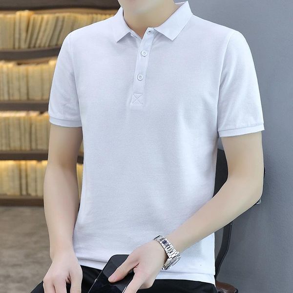 

men's polos the old style t-shirt lapel leisure short sleeve male tide slim body, White;black