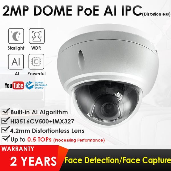 

cameras 1080p 2.0mp hd poe face detection live streaming ip camera vandalproof ik10 dome push video stream to youtube/wowza by rtmp