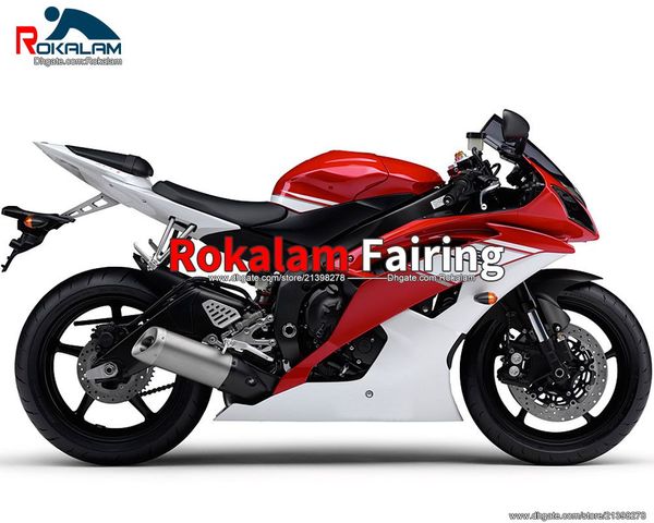 Vermelho Branco Cowling para Yamaha YZF-R6 YZF R6 2011 2012 2013 YZF600 R6 YZF 600 R6 2008-2016 08-16 peças de feiras de motocicleta (moldagem por injeção)