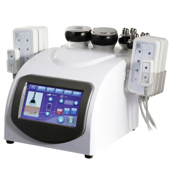 Portatile 6 in 1 40k Cavitazione ad ultrasuoni RF Dimagrante Vuoto Pressoterapia Radiofrequenza 8 Pad Brucia Lipo Diodo laser LLLT Perdita di peso Macchina per modellare il corpo