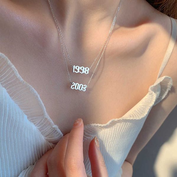 

925 sterling sier year of birth digital necklace for female xia xin, Silver