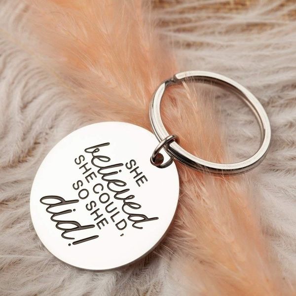 

inspirational gifts for teen girls graduation keychain for girlfriend gift women teenage girldio chan contact, Slivery;golden