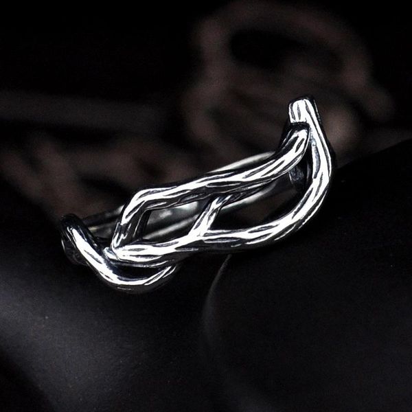 

cluster rings men ring and women 925 sterling silver tree branches s925 tibetan anti-allergic opening resizable lovers, Golden;silver