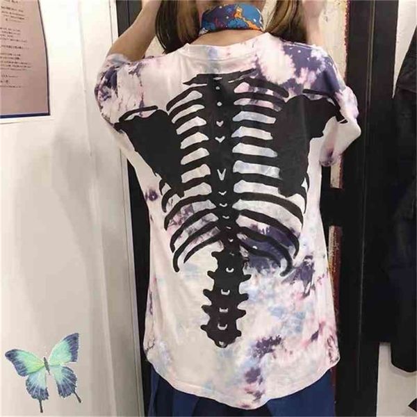 

embroidery kapital t-shirt men women skeleton hip hop geek t shirt streetwear 210420, White;black