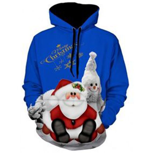 

new santa claus snow doll pattern 3d printing hoodie men/ladies happy new year hoodie men's sweater fashion christmas gift clothes hood, White;black