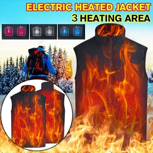 

women's vests winter warm heated jacket for man women clothing usb electric infrared sports riding skiing waistcoat vest #40, Black;white