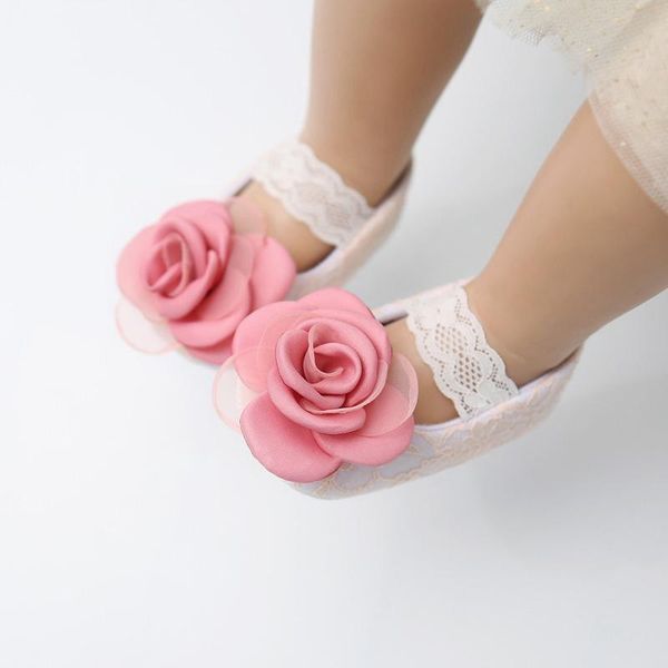 

first walkers baby girls flower lace flats non-slip soft sole toddler infant princess dress shoes