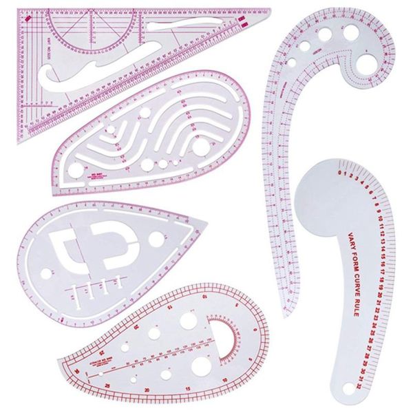 

pieces french metric ruler plastic sewing tools curve shaped measure for dressmaking supplies,6 styles notions &, Black