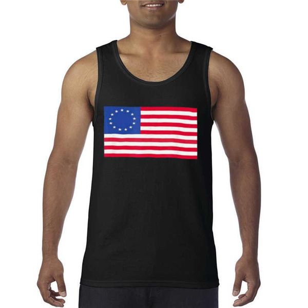

men' tank betsy ross american flag usa 13 stars original colonies vest shirt -2xl, White;black