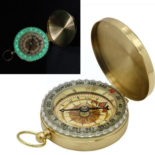 

outdoor gadgets pocket brass watch style camping hiking navigation compass cove ring with luminous z4p1