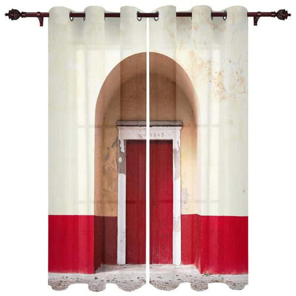 

nice translucent curtains with vintage wooden door arched pattern for living room kitchen bedroom decoration windows curtain & drapes