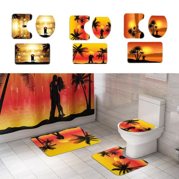 

pieces non-slip bathroom rug shower ensemble toilet lid cover home decor bath mats