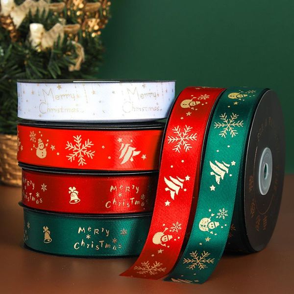 

gift wrap grosgrain ribbon satin packing tool 22m with deer santa claus pattern handicrafts christmas red and green ribbons