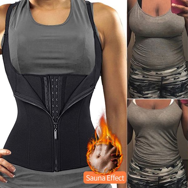 

neoprene waist trainer corset slimming vest sweat sauna suit tank curves body shaper for weight loss shapewear