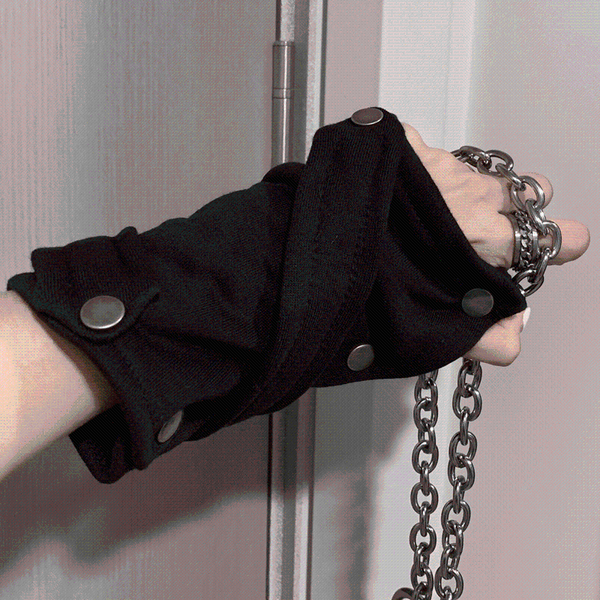 

five fingers gloves women' fashion oversleeve design punk long cosplay streetwear women half finger sleeve fingerless grunge mittens, Blue;gray
