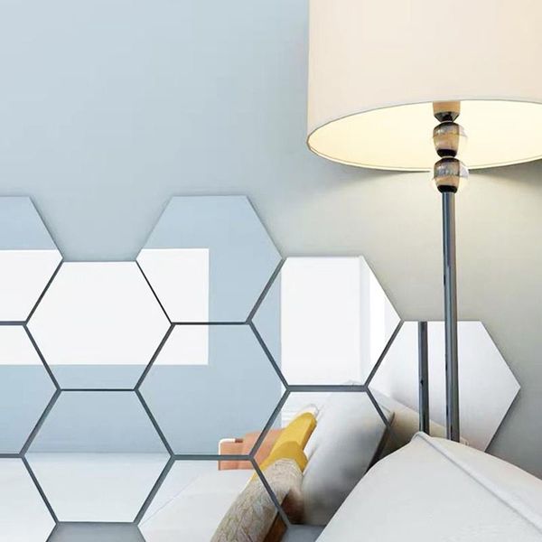 

party decoration hexagonal mirror acrylic wall stickers background living room corridor creative personality decorative