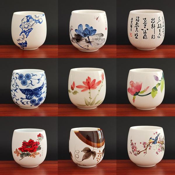 

mugs 1pcs/3pcs china ceramic tea cup white porcelain cups pottery with handle drinkware wine coffee mug teacup wholesale