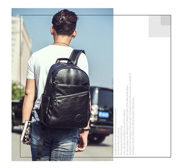 

backpack 2021 fashion korean computer bag men's multifunctional student pu leather