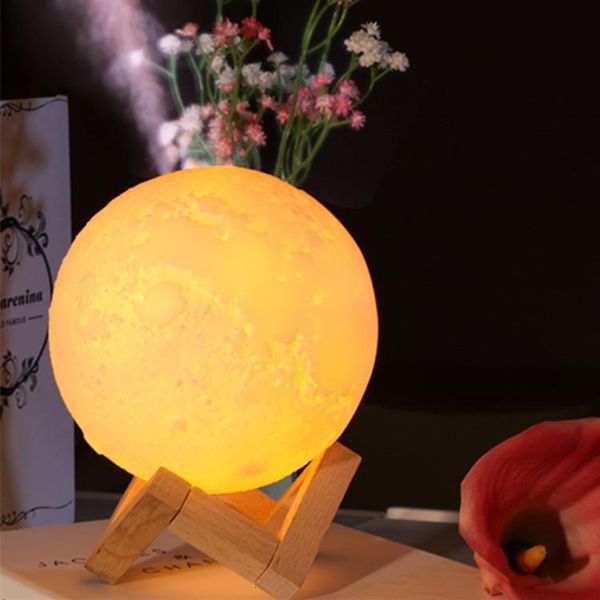 

humidifiers 880ml air humidifier 3d moon lamp light diffuser aroma essential oil usb ultrasonic humidificador night cool mist purifier
