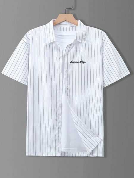 

men striped print letter embroidery shirt without tee u8rt#, White;black