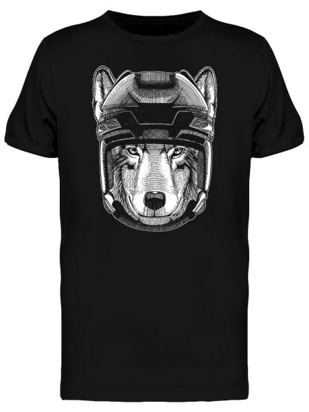 

Wolf Wearing Hockey Helmet Men's Tee -Image by Shutterstock, White;black