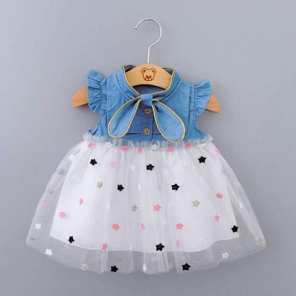 

baby dress patchwork tulle design cotton skin-friendly cowboy princess for shopping summer girls casual girl's dresses, Red;yellow