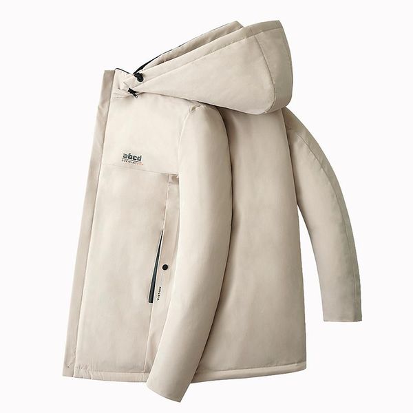 

men's trench coats military thick warm man jacket winter parkas casual cotton padded male multi-pocket hoodies men coat parka, Tan;black