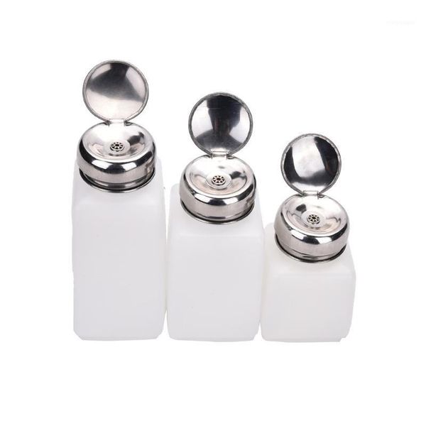 

plastic stainless steel 100ml/200ml/250ml liquid alcohol press nail polish remover dispenser pumping bottle1, Silver
