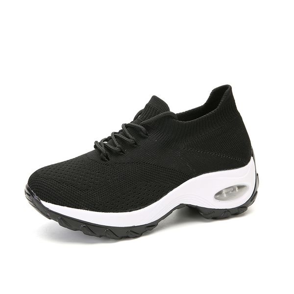 

Simple design breathable mesh casual shoes Women's Platform Height Increased Sneakers Pure colors Non-slip women's outdoor sneaker, Black