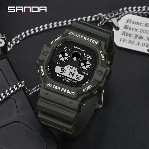 

outdoor sports men's watches multifunction waterproof digital wrist watch male clock army military gentleman 2021 luxury wristwatches, Slivery;brown