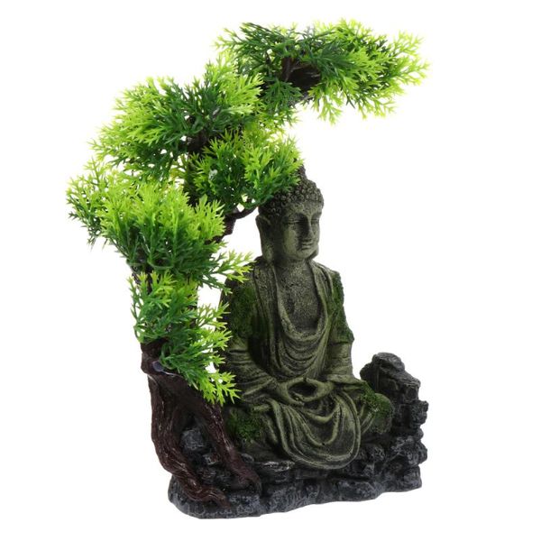 Ornamento de resina figura zen requintado antigo único criativo aquário estátua de buda decorações205t