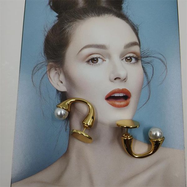 

2021 new celi style earrings telephone tube shape round split earrings brass gold plating, Silver