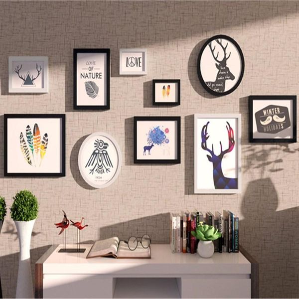 

po frame set for wall decor 10 pcs/set wood picture two colors hanging modern style pieces/set frames