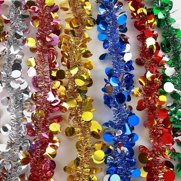

christmas decorations colorful tree tinsel garland ribbon xmas party bar shiny diy ornaments home wedding birthday hanging decoration