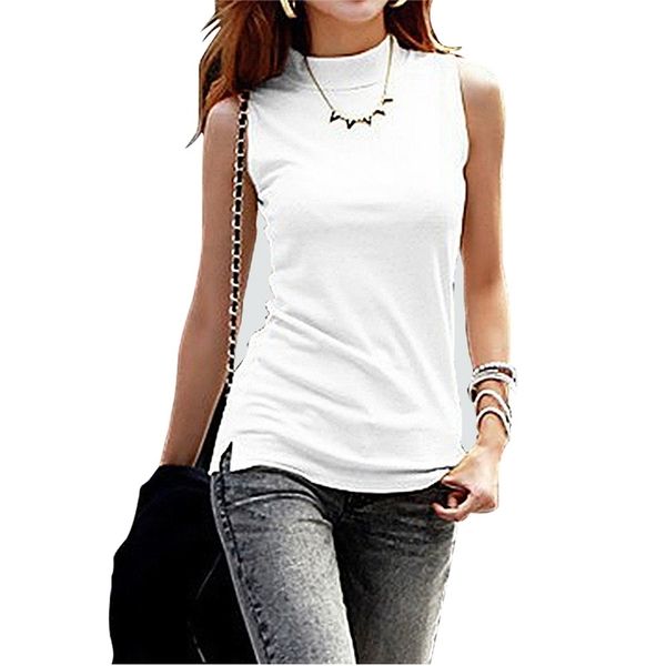 

women summer autumn sleeveless solid color women & tees cotton women t shirts lady vest 10 colors plus size clothing 210722, White